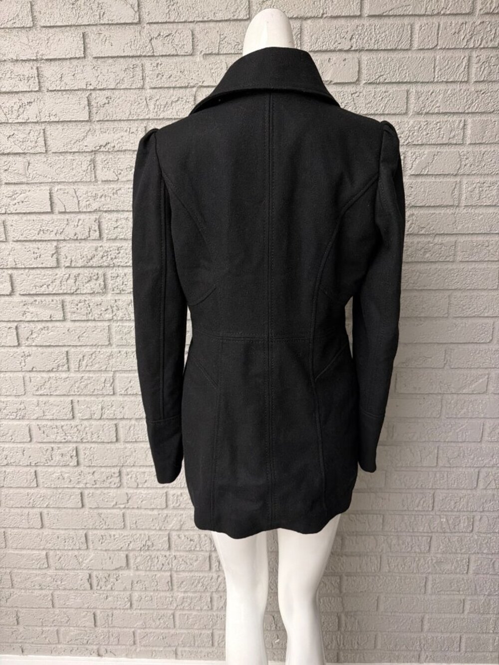 Guess Women Black Wool Blend Toggle Peacoat Duffle Coat Size M - Picture 3 of 11